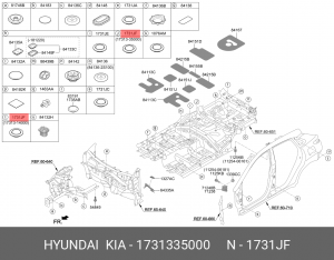 Hyundai\Kia Заглушка резиновая днища\порога 1731335000 HYUNDAI KIA