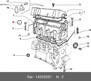 FIAT Заглушка блока ГБЦ 14329201 FIAT