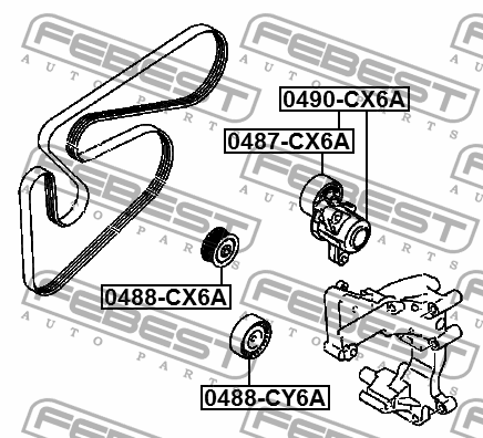 Mitsubishi ASX, OUT NEW 1.8-2.4 12- ролик обводной приводного ремня (гладкий) 0488-CY6A FEBEST