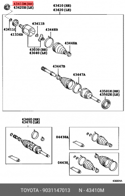 Toyota LC 90, 100, 120, Prado сальник привода правый 90311-47013 TOYOTA