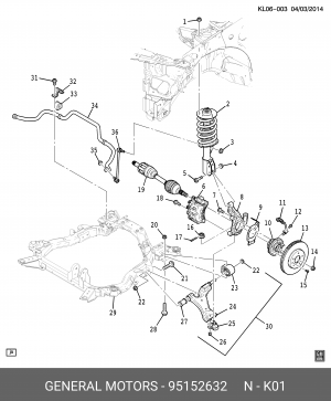 Opel Antara датчик АБС передний 95152632 GENERAL MOTORS