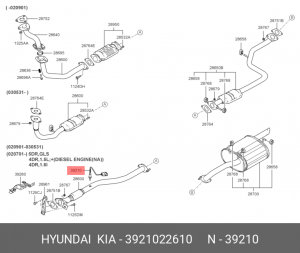Hyundai Getz/Accent/Cerato 05-09 105л.с/Elantra 00-06 1.6/Rio 06-11 Датчик кисло 3921022610 HYUNDAI KIA