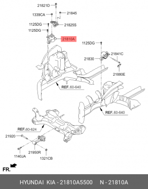 Опора двигателя правая 21810A5500 HYUNDAI KIA