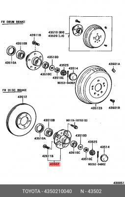 Toyota Starlet ступица передняя 43502-10040 TOYOTA