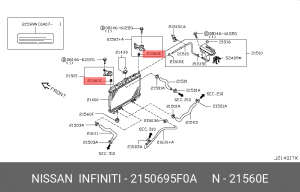 Nissan Almera Classik резиновая втулка кронштейна радиатора охлаждения 21506-95F0A NISSAN INFINITI