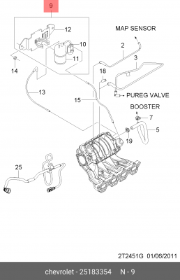 Chevrolet/Daewoo Клапан рециркуляции выхлопных газов 25183354 GENERAL MOTORS