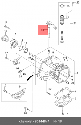 Chevrolet Aveo 1.4 DOHC/Nexia/Lanos ось вилки сцепления 96144874 GENERAL MOTORS