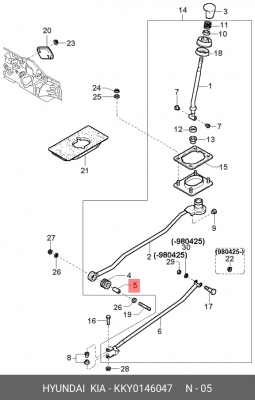 Kia Rio00-05/Spectra Втулка кулисы КПП(металл) KKY0146047 HYUNDAI KIA