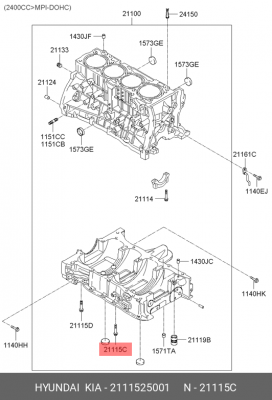 Hyundai-Kia - болт маслонасоса G4KD 2111525001 HYUNDAI KIA