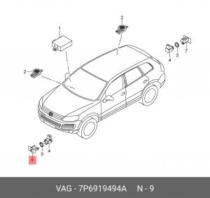 VAG Touareg кронштейн парктроника правый центральный передний 7P6 919 494 A VAG