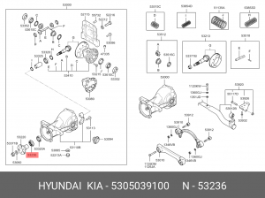 Hyundai SantaFe 00-05/Tucson/Sportage 04-09 Сальник хвостовика редуктора зад мос 5305039100 HYUNDAI KIA