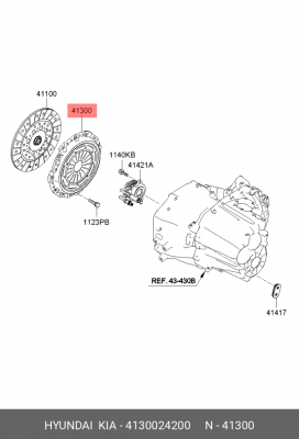 Hyundai SantaFe 10- 2.4/Sorento 10- 2.4 Корзина сцепления 4130024200 HYUNDAI KIA