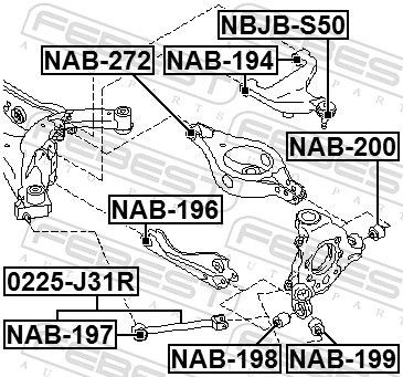 Infiniti FX 35 03-, Murano Z50 (в кулак перед ) Honda Civic СЕДАН 06-12 с/блок з NAB-198 FEBEST