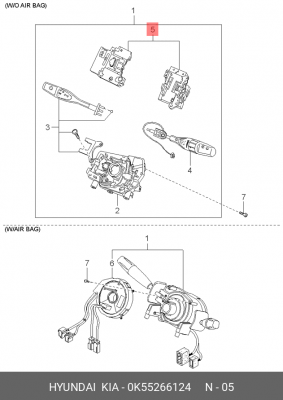 Kia Carnival пластина контактной группы 0K55266124 HYUNDAI KIA