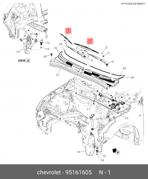 ЩЕТКА СТЕКЛООЧИСТИТЕЛЯ ЛЕВАЯ 95161605 GENERAL MOTORS