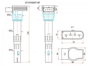 VAG Golf 5, Passat B6, B7, Tiguan,  Audi A4 1.8-2.0 FSI, TFSI Катушка зажигания ST07K905715F SAT