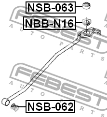 Втулка кулисы Nissan Primera P12 2001-2007 NSB-063 FEBEST