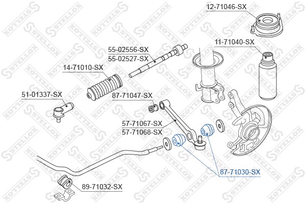 Mazda Demio DW 98-02 втулка рычага наружная (2шт. на рычаг) 87-71030-SX STELLOX