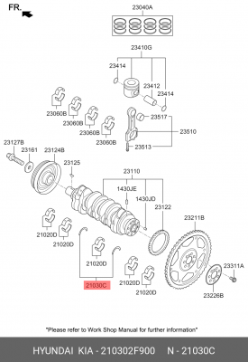 Huyndai Santa FE Упорные полукольца коленвала 210302F900 HYUNDAI KIA