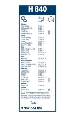290мм Щетка заднего стеклоочистителя Opel Astra H, Citroen C4 11-, Duster 2, Kap 3 397 004 802 BOSCH