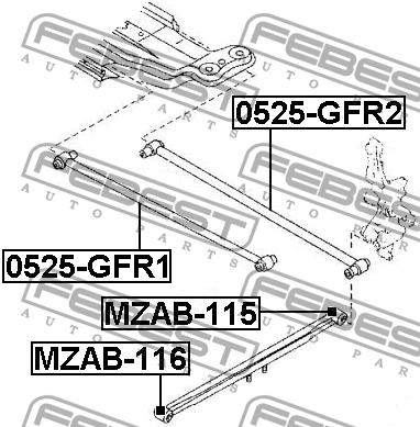 MAZDA с/б заднего продольного рычага задний MZAB-115 FEBEST