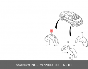 Ssang Yong Kyron подкрылок (05-) МКПП передний правый 7972009100 SSANG YONG