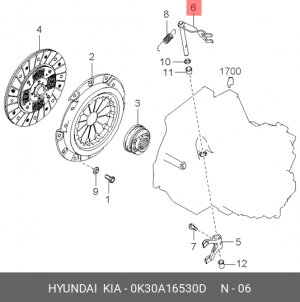 Kia Rio 00 1.5 Рычаг вилки сцепления 0K30A16530D HYUNDAI KIA