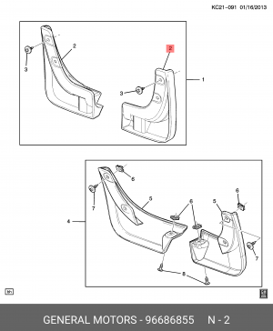 Chevrolet Spark M300 Брызговик передний левый 96686855 GENERAL MOTORS