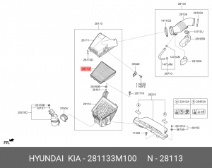 Hyundai Equus 3.8 фильтр воздушный двигателя 28113-3M100 HYUNDAI KIA