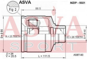 Kia Sportage 94 шрус внутренний левый MZIP-5021 ASVA