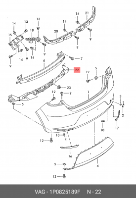 Seat Leon накладка заднего бампера нижняя (пыльник) 1P0 825 189 F VAG