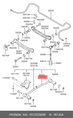 Hyundai Accent Тагаз тяга задняя продольная правая 55120 25000 HYUNDAI KIA