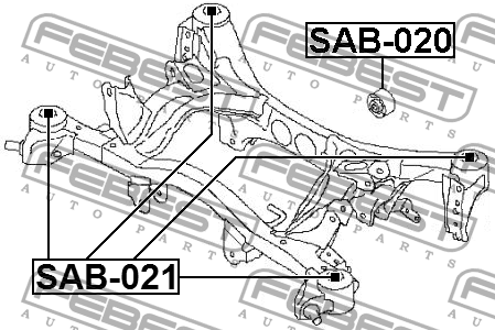 Subaru Legacy сайлентблок заднего подрамника крепления редуктора SAB-020 FEBEST