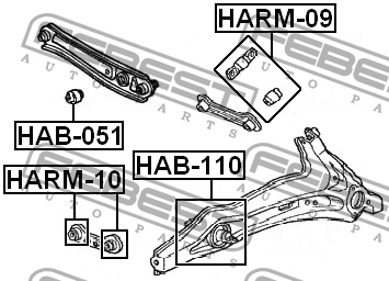 HONDA Civic -01, Partner -05 с\блок задн. попер. рычага наружный HAB-051 FEBEST