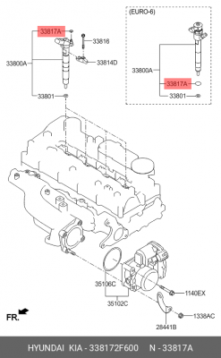Уплотнительное кольцо топливной форсунки 338172F600 HYUNDAI KIA