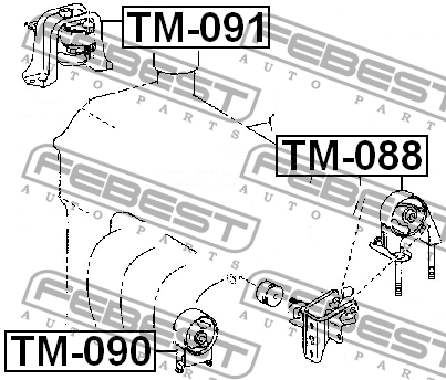 Toyota Yaris, Vitz 99- подушка ДВС левая TM-090 FEBEST