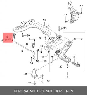 Chevrolet Nubira Втулка переднего стабилизатора 96311832 GENERAL MOTORS