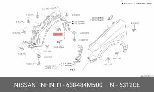 Nissan клипса боковая переднего подкрылка 63848-4M500 NISSAN INFINITI