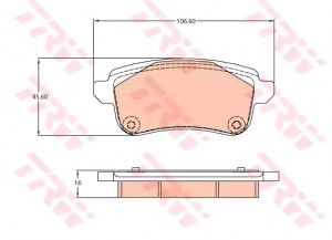 Renault Scenic IV (R9),Megan IV (B9A/M) 15- Колодки тормозные дисковые задние GDB2136 TRW