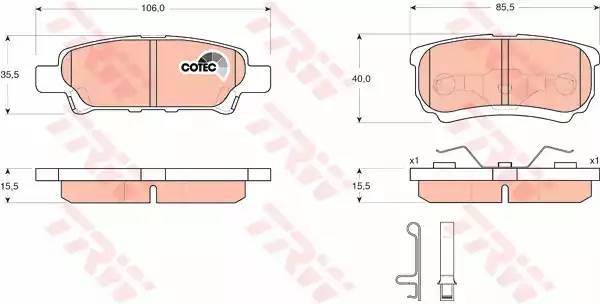 Mitsubishi Lancer  9,10, Outlander c 3гг   колодки задние GDB3341 TRW
