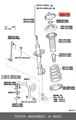 Toyota Camry 01-, Lexus RX опора переднего амортизатора 48609-48020 TOYOTA