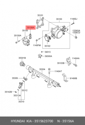 Hyundai Getz DOHC/Elantra 06-/i30/Sonata 02-06/Tucson Прокладка регулятора холос 3515623700 HYUNDAI KIA