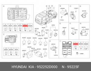 Hyundai  реле (5 контактов) 952252D000 HYUNDAI KIA
