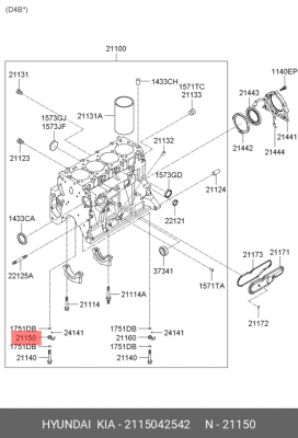 Hyundai Libero масляная форсунка первого цилиндра 2115042542 HYUNDAI KIA
