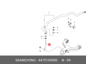 SS Kyron/Actyon 06-10/Rexton 08- Стойка стабилизатора перед. левая 4475109000 SSANG YONG