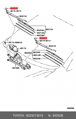Lexus LX 570, Toyota LC200, Prado 150 колпачек поводка стеклоочистителя 85292-13010 TOYOTA