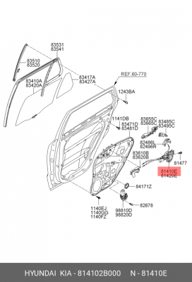 Hyundai SantaFe 06-11 замок двери зад лев 814102B000 HYUNDAI KIA