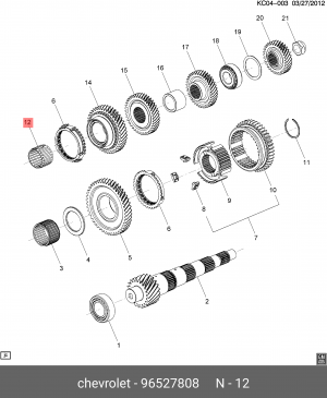Matiz Подшипник игольчатый КПП 96527808 GENERAL MOTORS