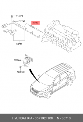 Kia Sorento 09-/SantaFe 10 2.2/Ix35/Sportage 10- VIN Свечи накала 367102F100 HYUNDAI KIA