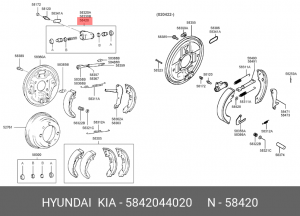 Hyundai Grace цилиндр тормозной прав. зад 5842044020 HYUNDAI KIA